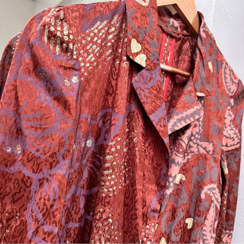 FREE PEOPLE Eye of the Wild Terracotta Stamped Duster Jacket - Picture 6 of 14